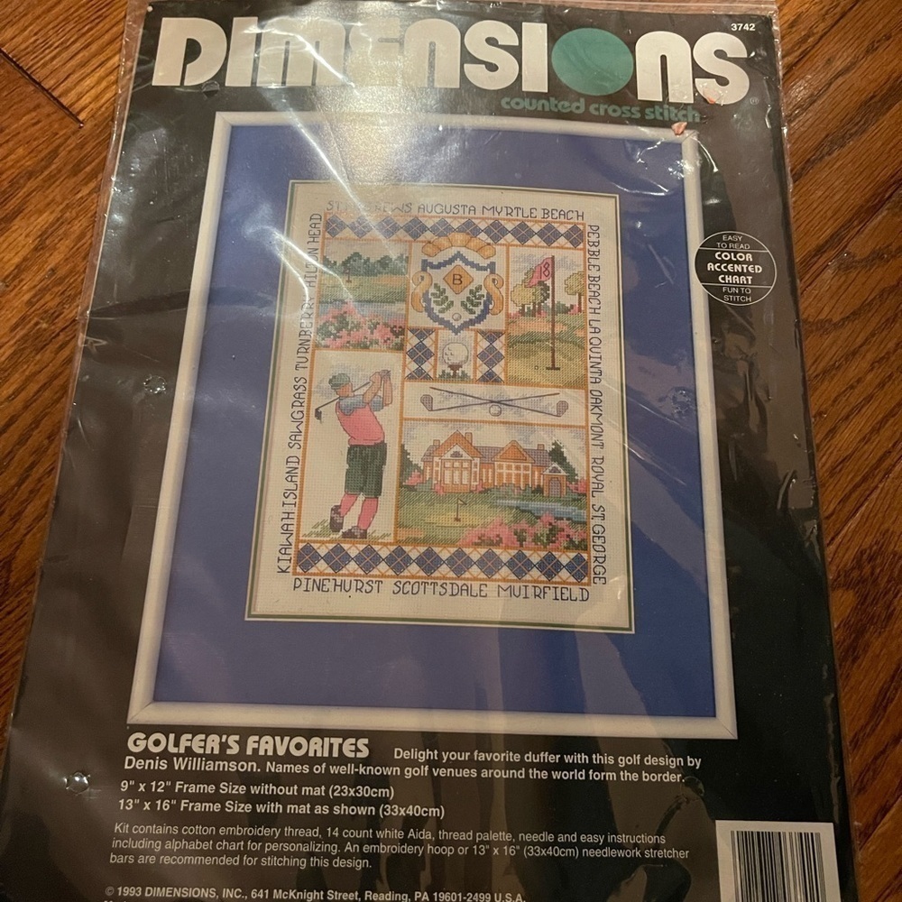 Dimensions GOLFER’S FAVORITES Vintage Counted Cross Stitch Kit NOS #3742 1993.